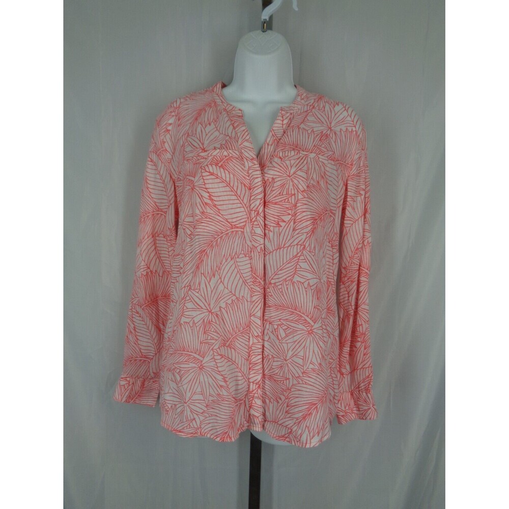 Tommy Bahama White Red Floral Leaf Linen Button Shirt Size Small